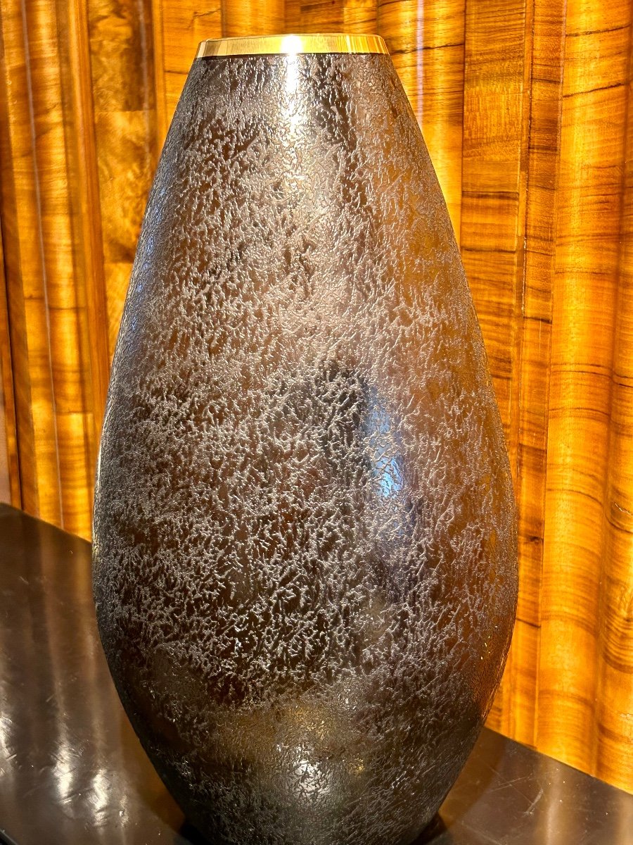 Grand vase vintage en verre gravé-photo-5