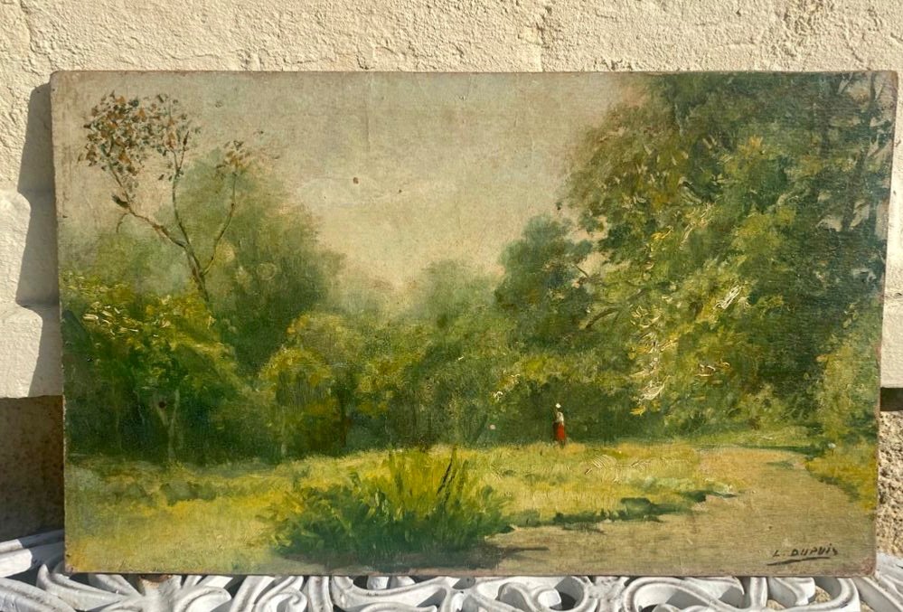 L.dupuis, Oil On Panel Forest Landscape-photo-2