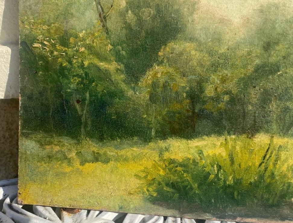 L.dupuis, Oil On Panel Forest Landscape-photo-1