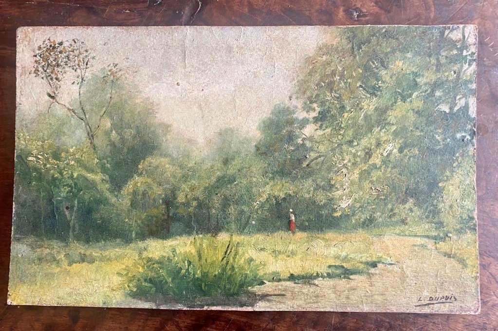 L.dupuis, Oil On Panel Forest Landscape-photo-4
