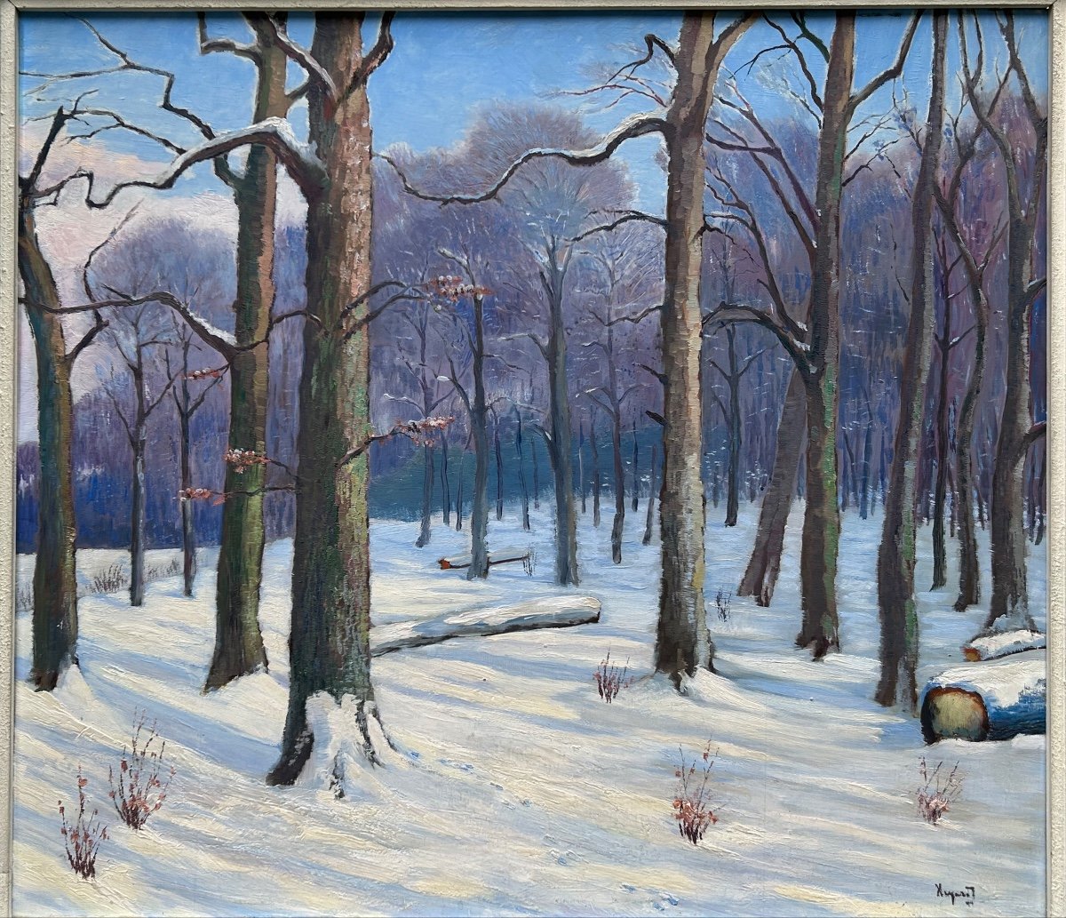 Tableau paysage d’hiver luxembourgeois, signature illisible 