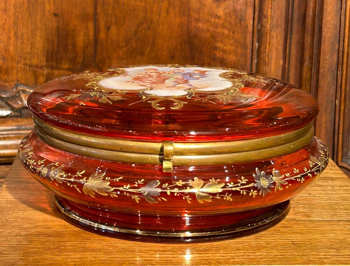 Bohemian Red Enameled Crystal Cookie Box-photo-2