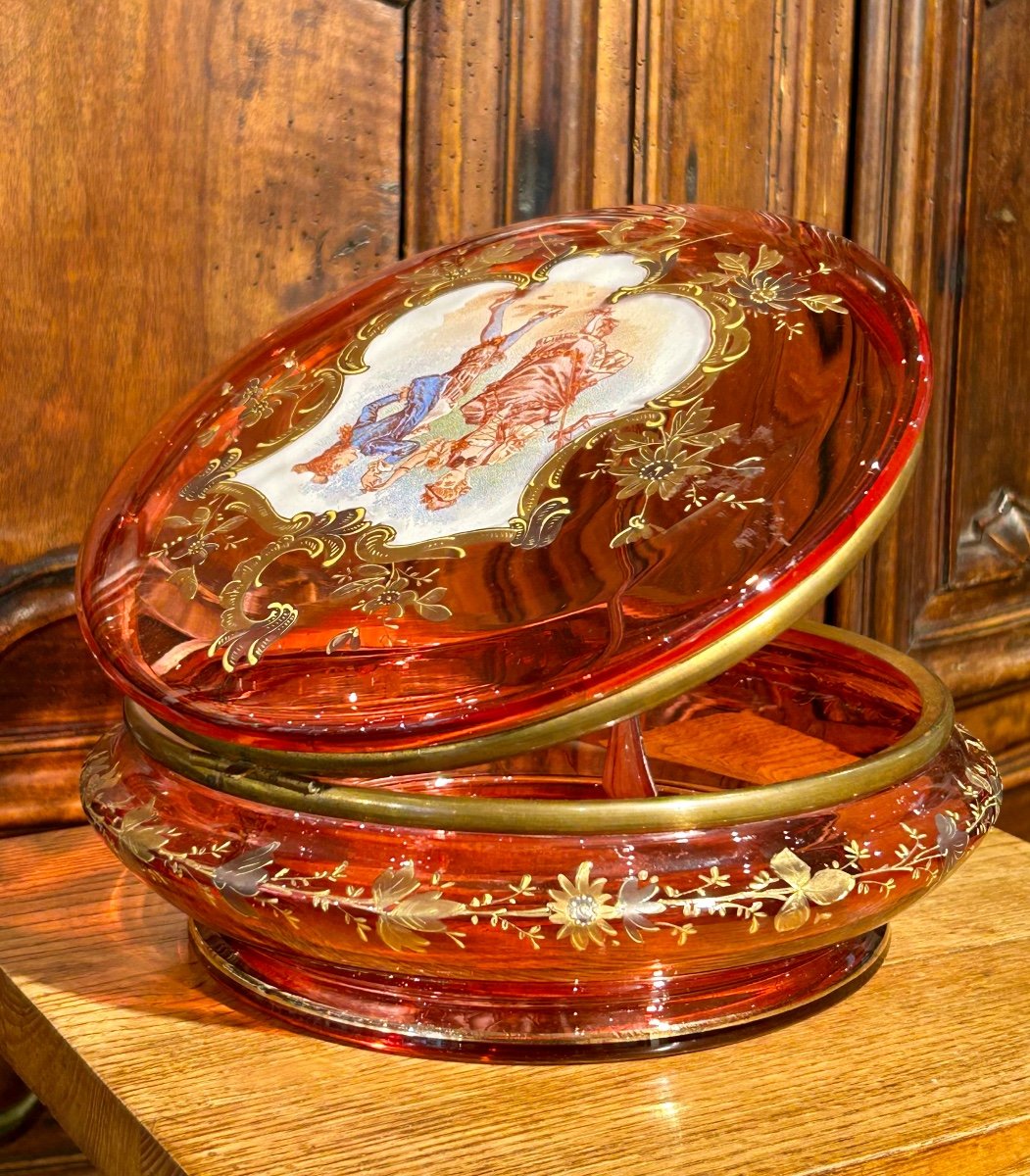 Bohemian Red Enameled Crystal Cookie Box-photo-3