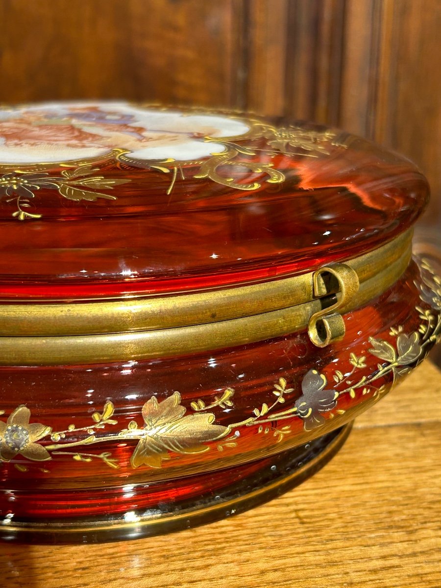 Bohemian Red Enameled Crystal Cookie Box-photo-1