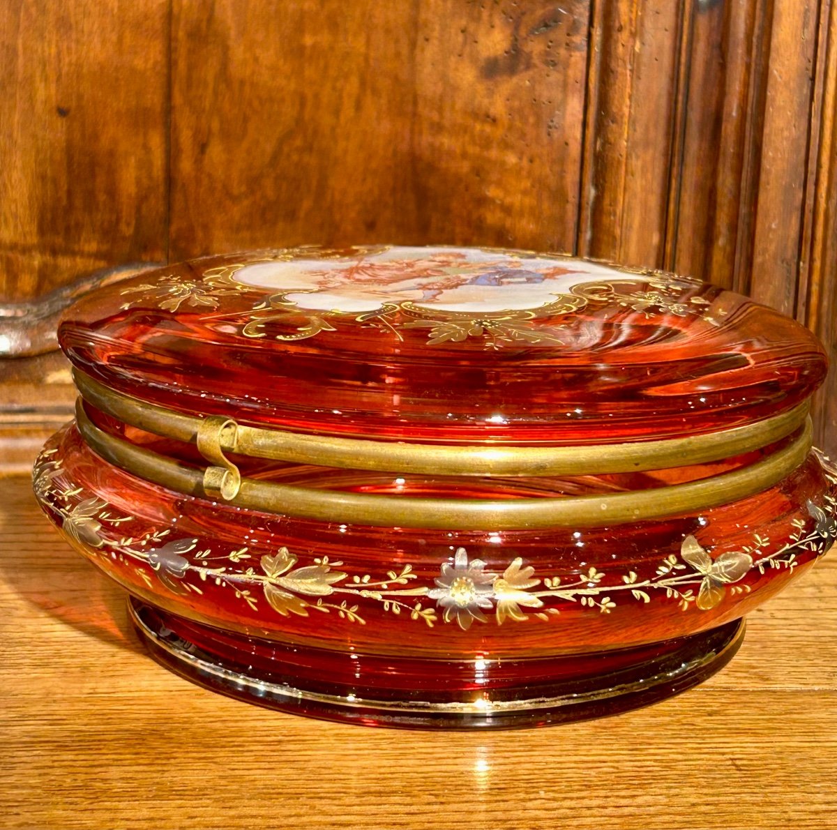 Bohemian Red Enameled Crystal Cookie Box-photo-8