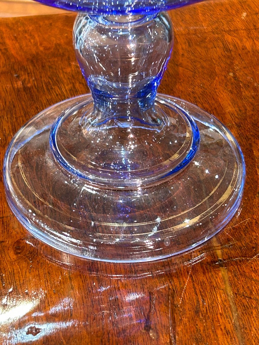 Compotier en cristal bleu émaillé -photo-4