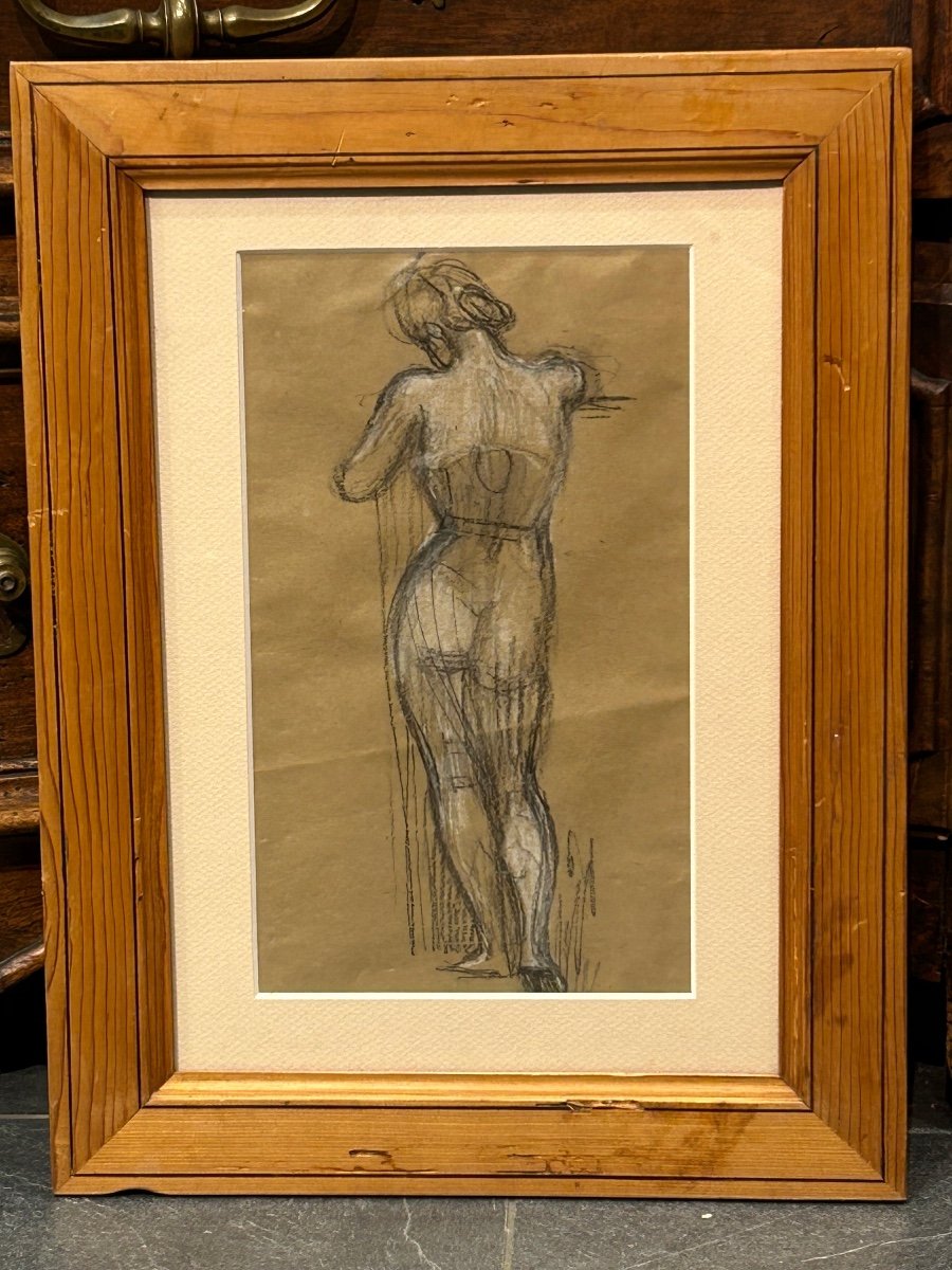 Dessin femme nue non signé -photo-2