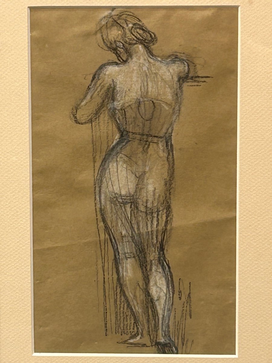 Dessin femme nue non signé 