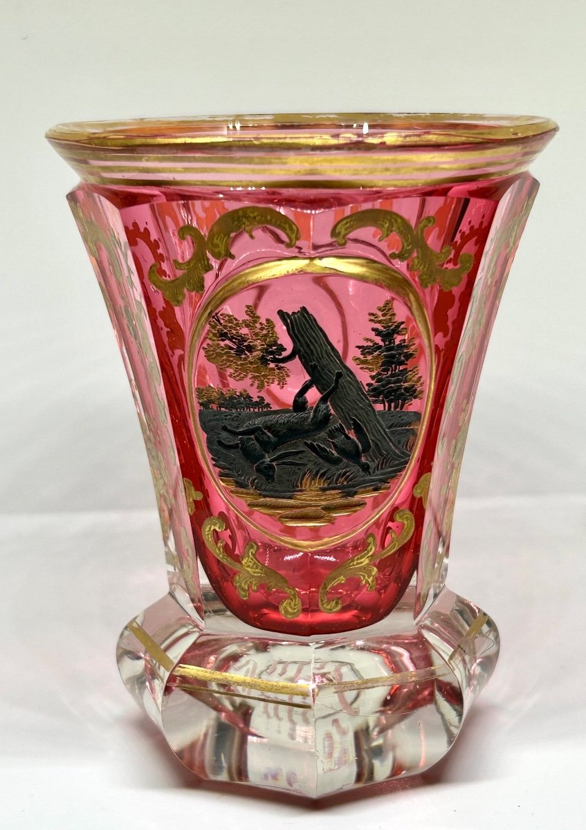 Friedrich Egermann, Bohemian Engraved Glass Vase 