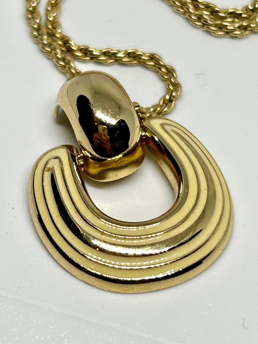 Christian Dior, collier plaqué or et email-photo-3