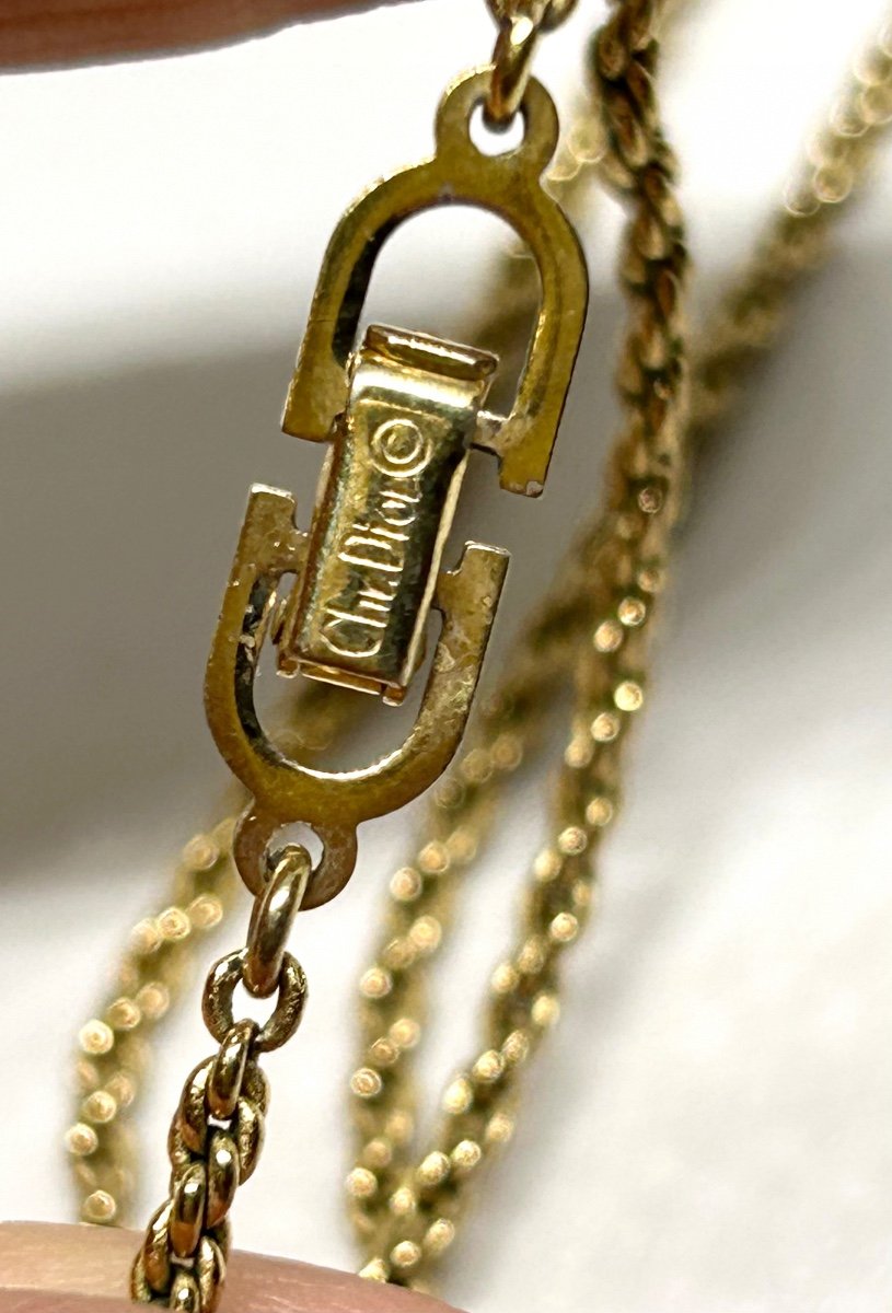 Christian Dior, collier plaqué or et email-photo-3
