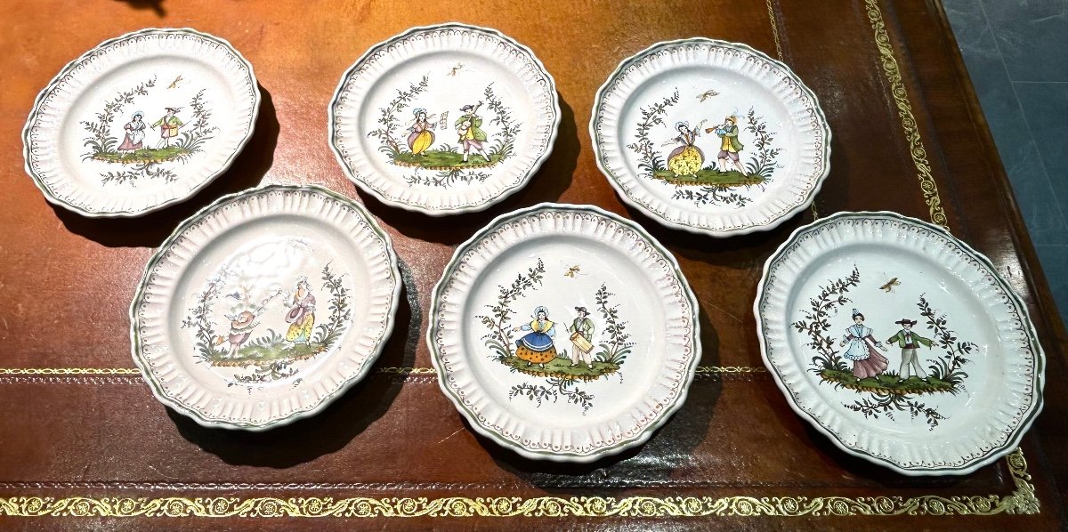 Lallier, Set Of 6 Ceramic Plates -photo-3