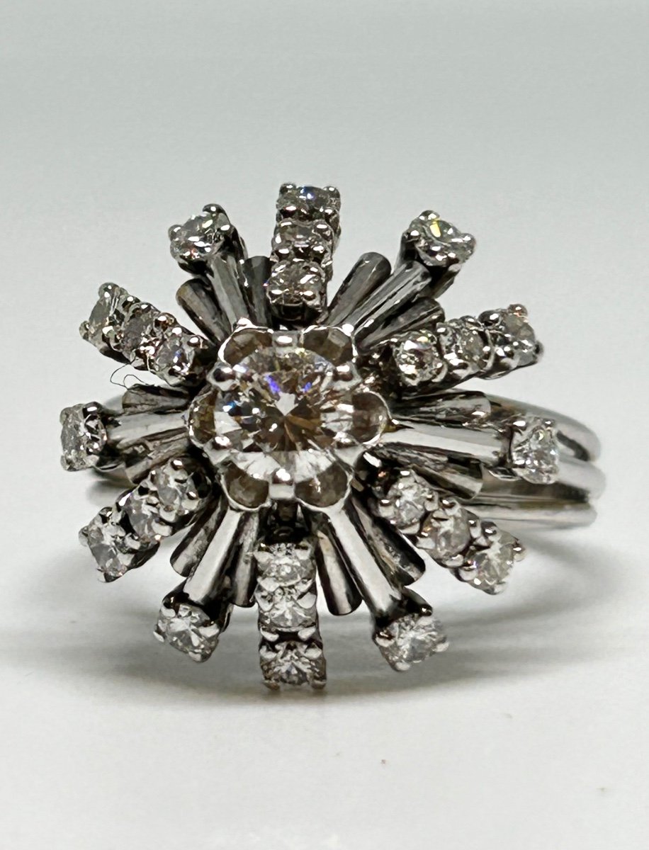 White Gold And Diamond Flower Ring-photo-1