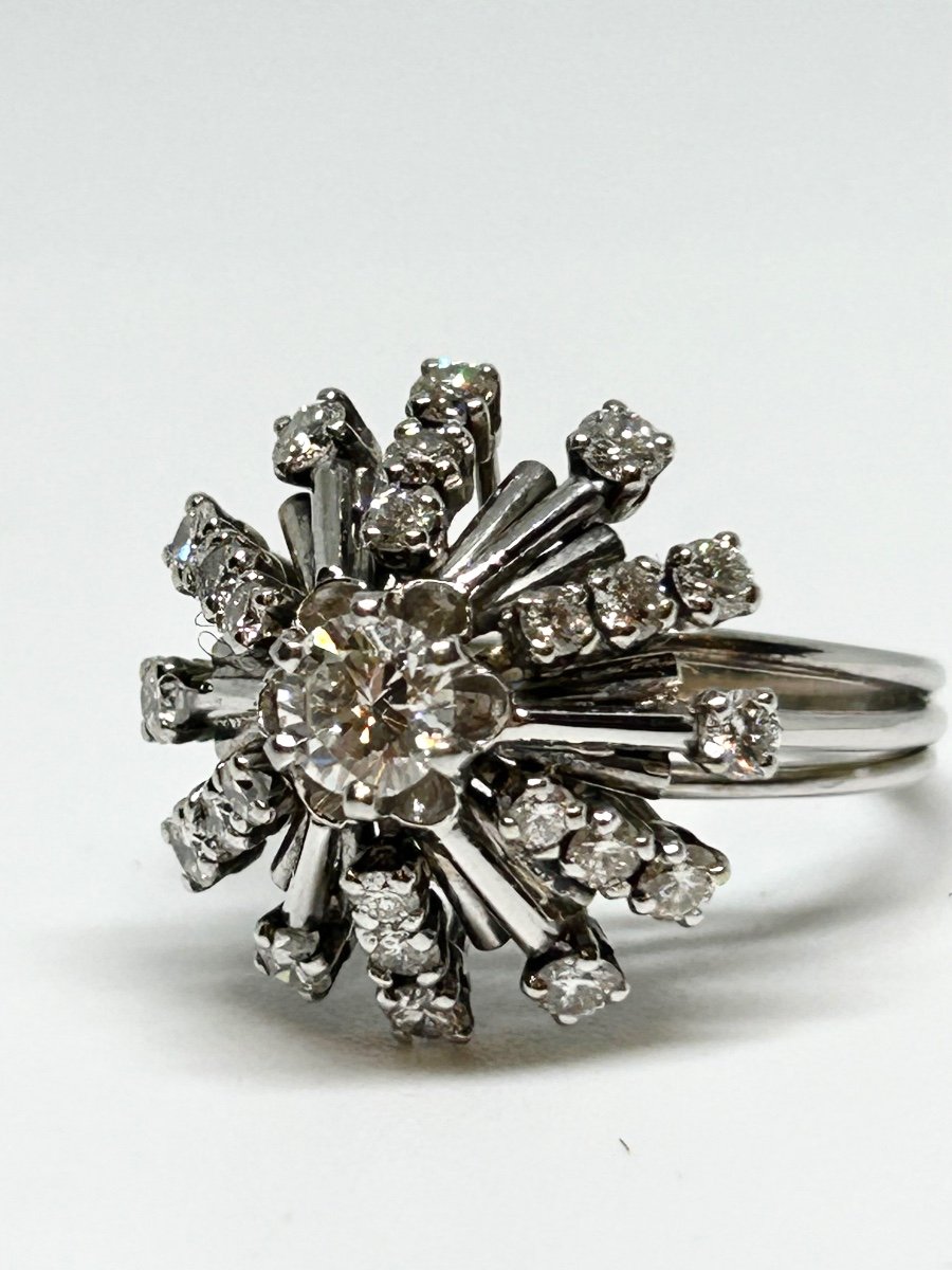White Gold And Diamond Flower Ring-photo-3