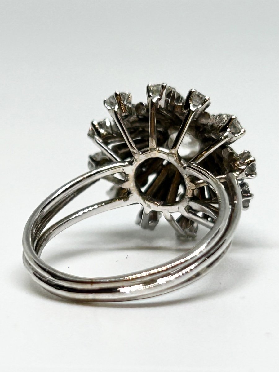 White Gold And Diamond Flower Ring-photo-5