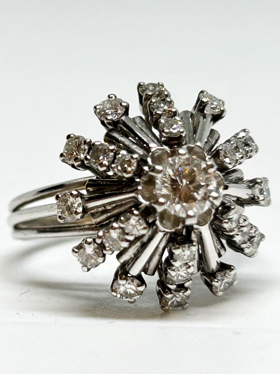 White Gold And Diamond Flower Ring-photo-6