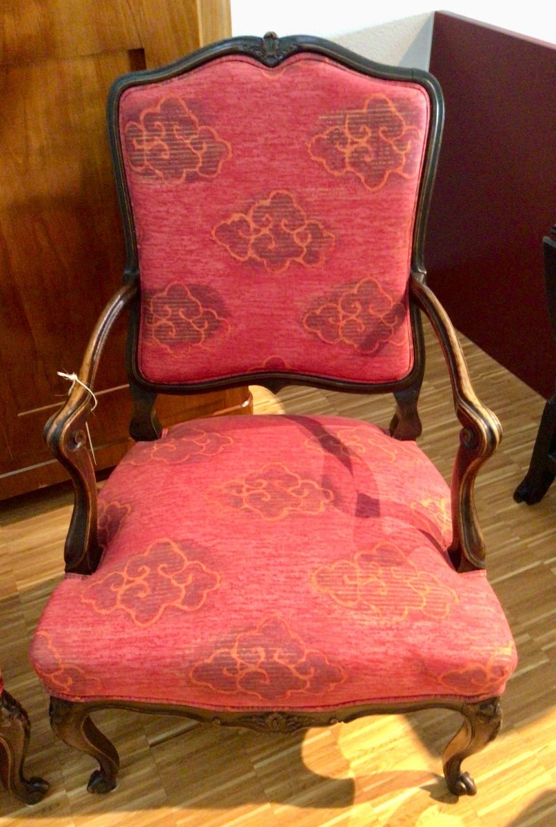 Pair Of Large Louis XV Style Armchairs-photo-3