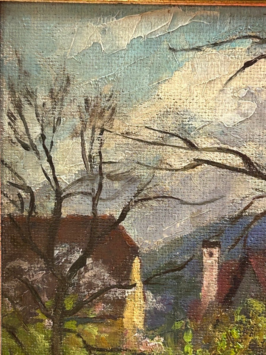 Oil On Panel, Farmyard Scene-photo-4