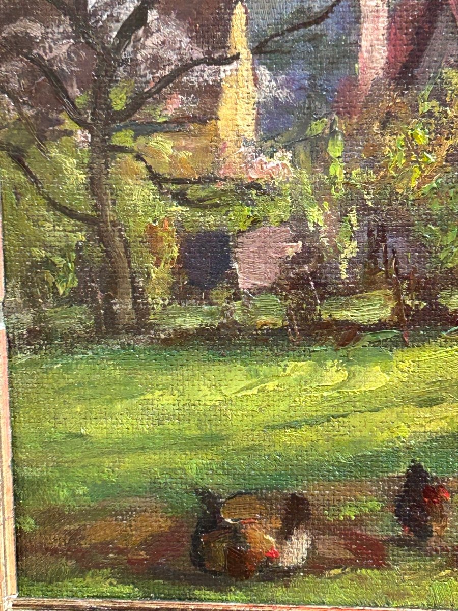 Oil On Panel, Farmyard Scene-photo-5