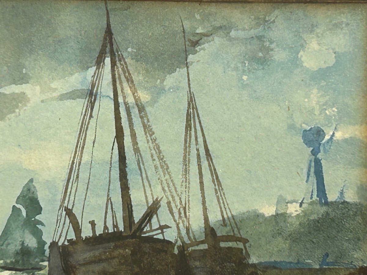 C. Siegmund, paire d’aquarelles marine art déco -photo-4