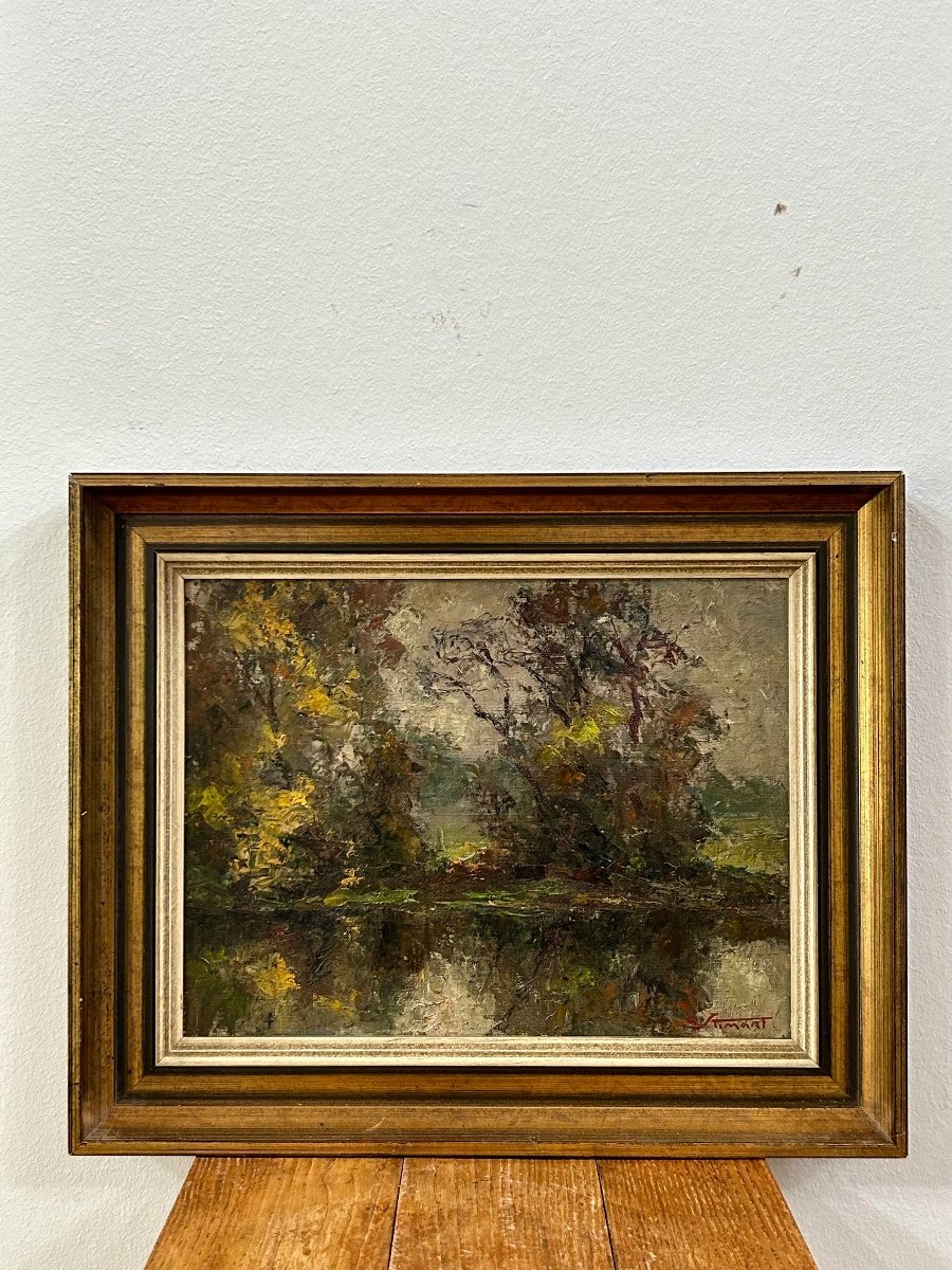 G. Stimart, Belgian Painter Forest Landscape -photo-2