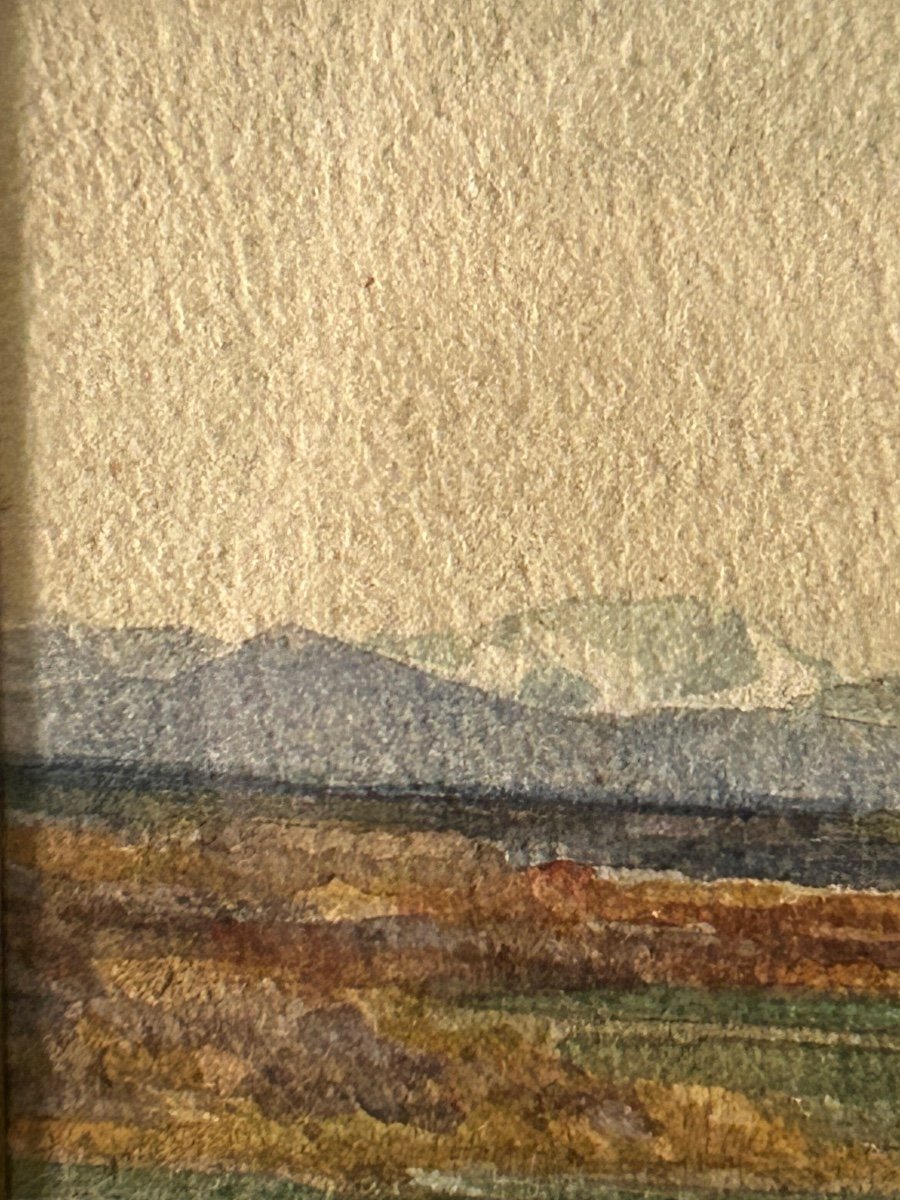 Aquarelle sur papier, fermier avec ses chevaux-photo-1