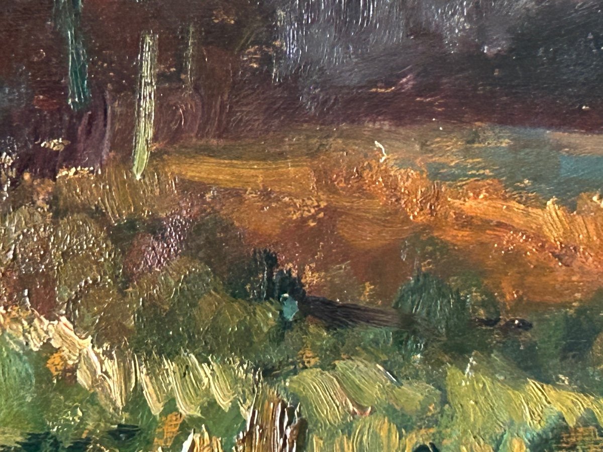 Huile sur carton, signature illisible -photo-6
