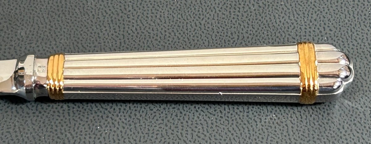 Christofle, Aria Letter Opener With Gold Rings -photo-2