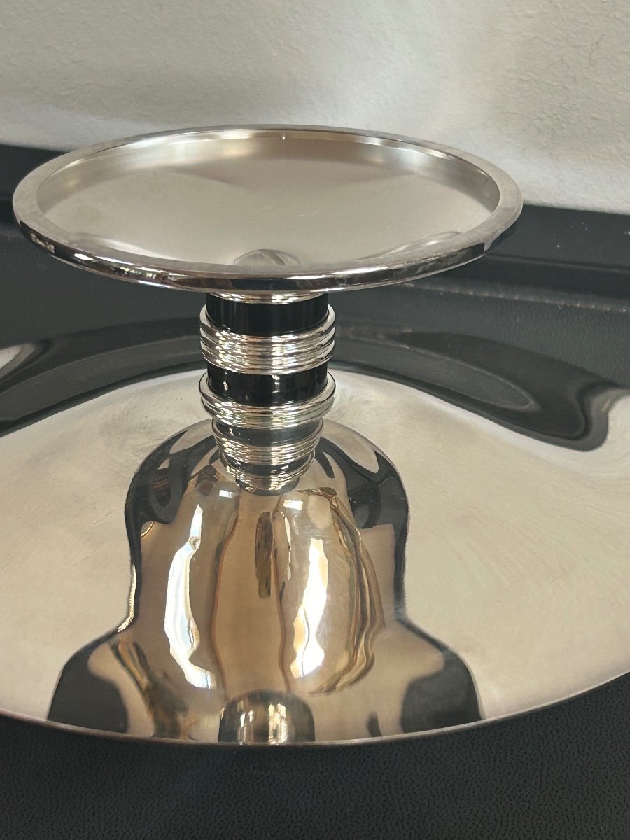 Christofle, Footed Bowl In Black Chinese Lacquer -photo-4