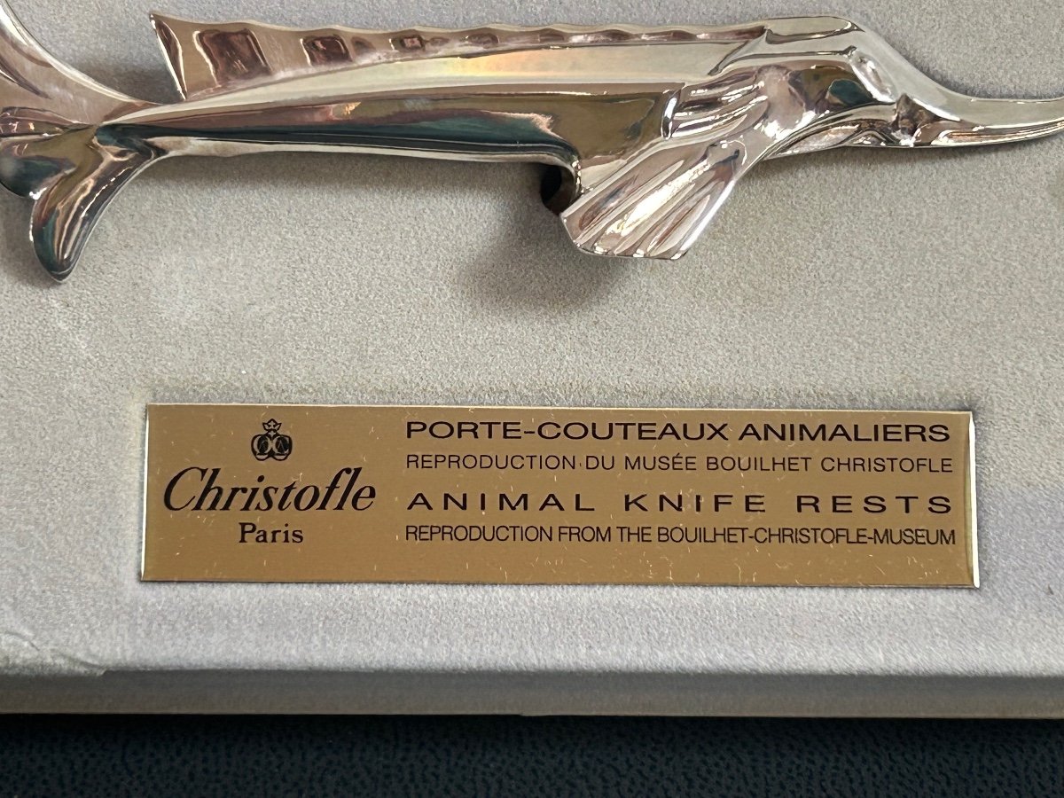 Christofle, paire de porte couteaux Esturgeons -photo-2