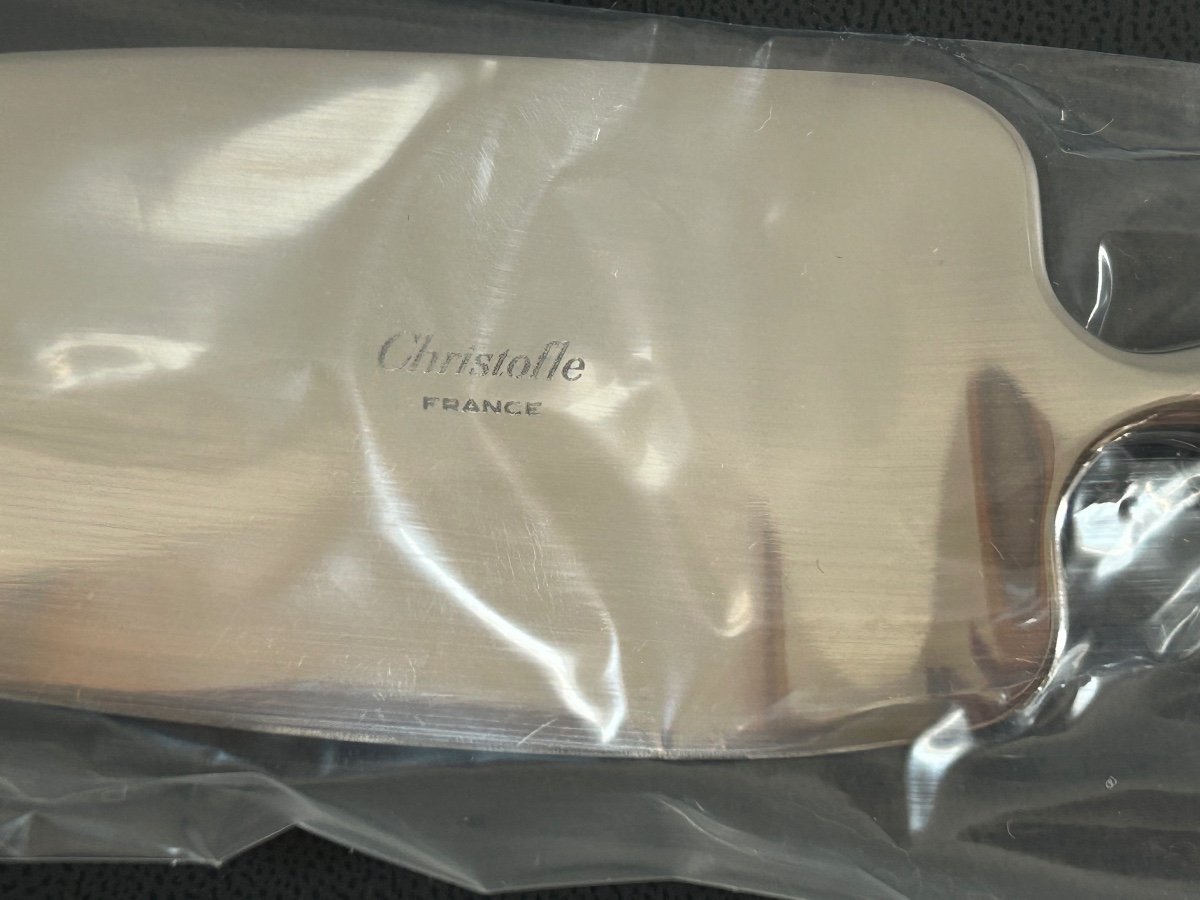 Christofle, Aria Pie Server With Gold Rings -photo-3