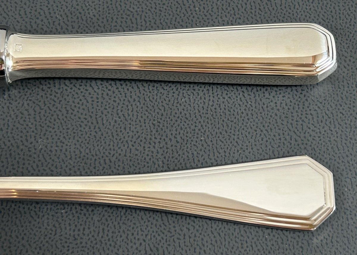 Christofle, 12 America Knives And 12 Dessert Spoons-photo-1