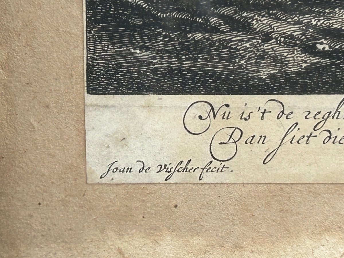 Old Engraving By Joan De Visscher, 18th Century Village Festival -photo-5