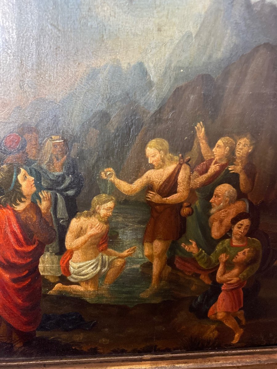 Tableau religieux huile sur bois -photo-3