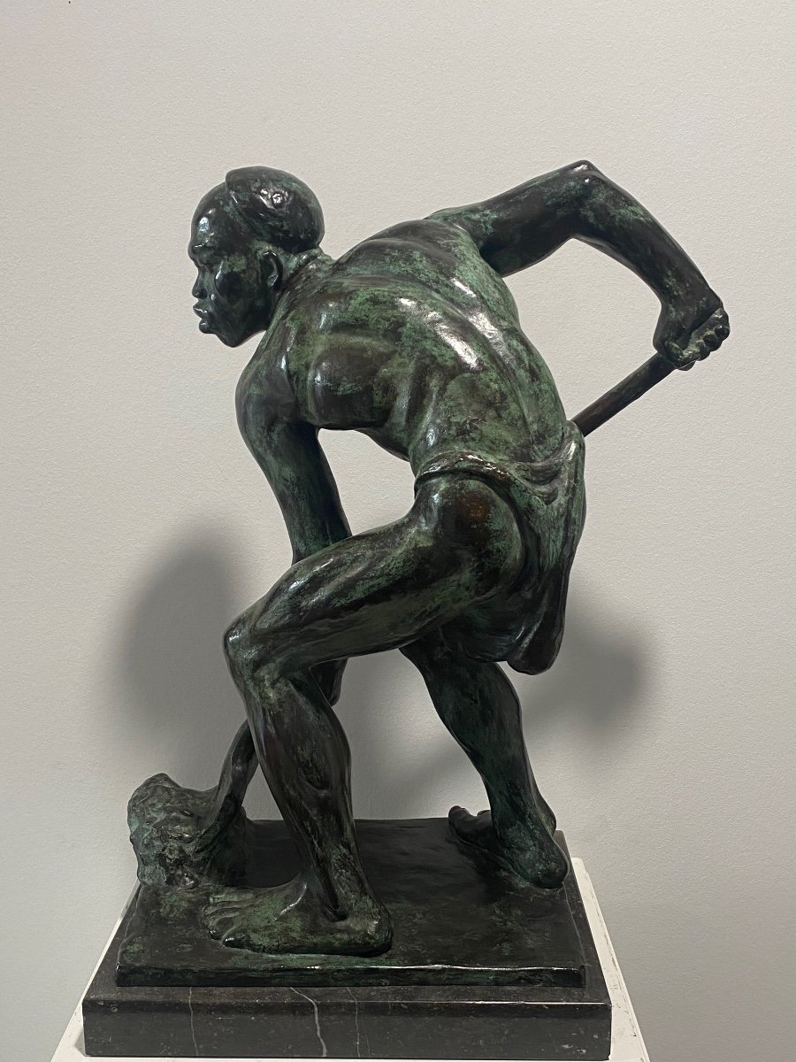 Dupagne, Belgian Artist, Art-deco Sculpture In Patinated Bronze  -photo-2