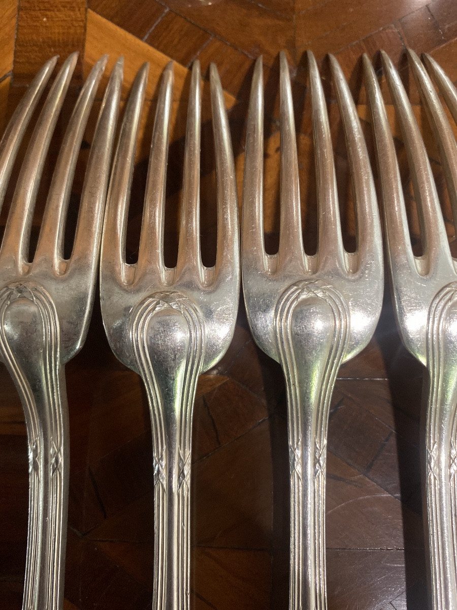 Cross Ribbon, Set Of 18 Silver Metal Cutlery -photo-3