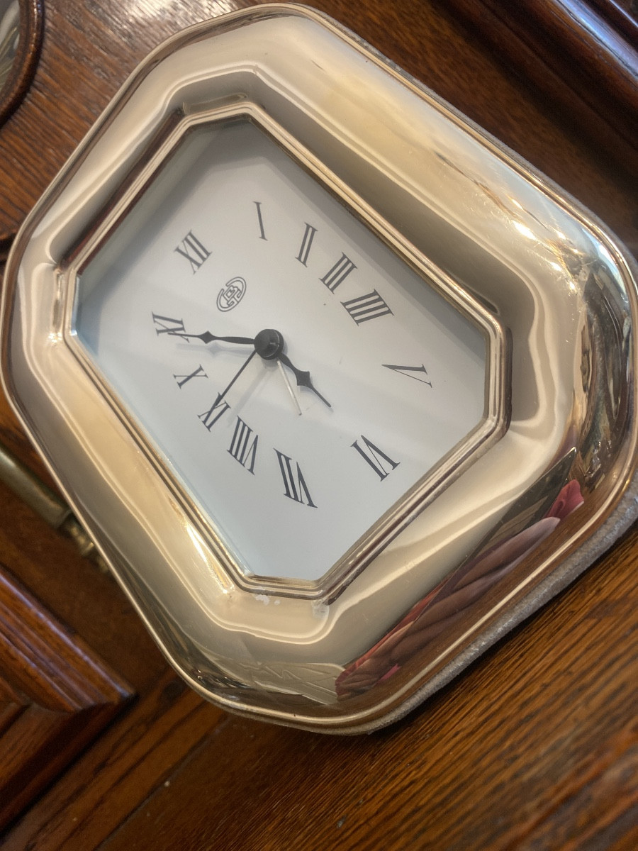 925 Sterling Silver Solid Alarm Clock-photo-3
