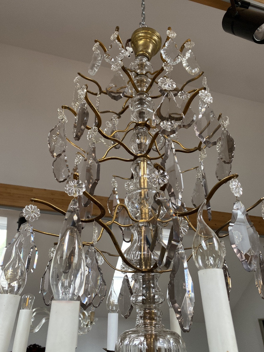 12-light Crystal Chandelier, Two-tone, Gilded Bronze, 18th Century -photo-4