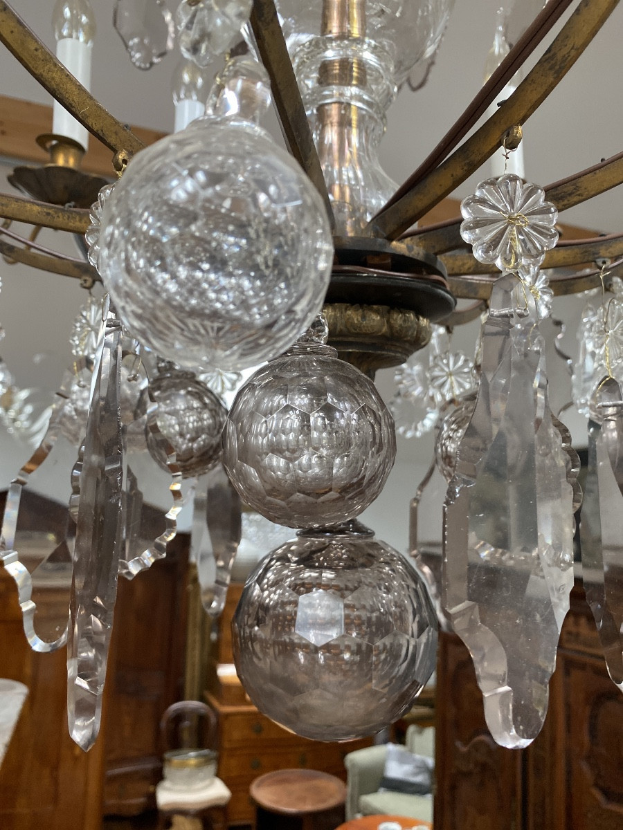 12-light Crystal Chandelier, Two-tone, Gilded Bronze, 18th Century -photo-1