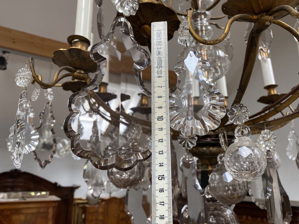 12-light Crystal Chandelier, Two-tone, Gilded Bronze, 18th Century -photo-2