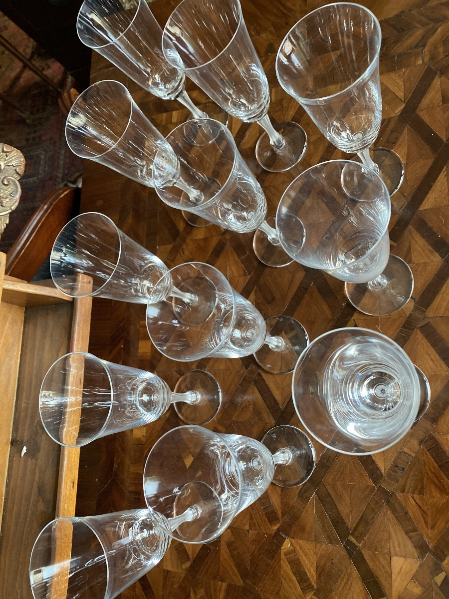 Lalique 12 Barsac Crystal Champagne Glasses -photo-2