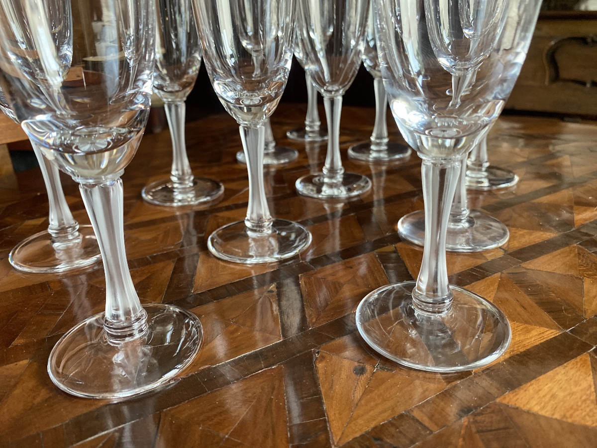 Lalique 12 Barsac Crystal Champagne Glasses -photo-3