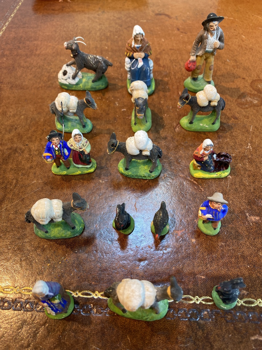 Lot Of 15 Vintage Santons From Provence Cl. Carbonel