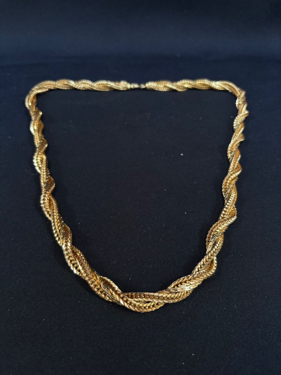 Vintage Twisted Gold Metal Necklace-photo-2