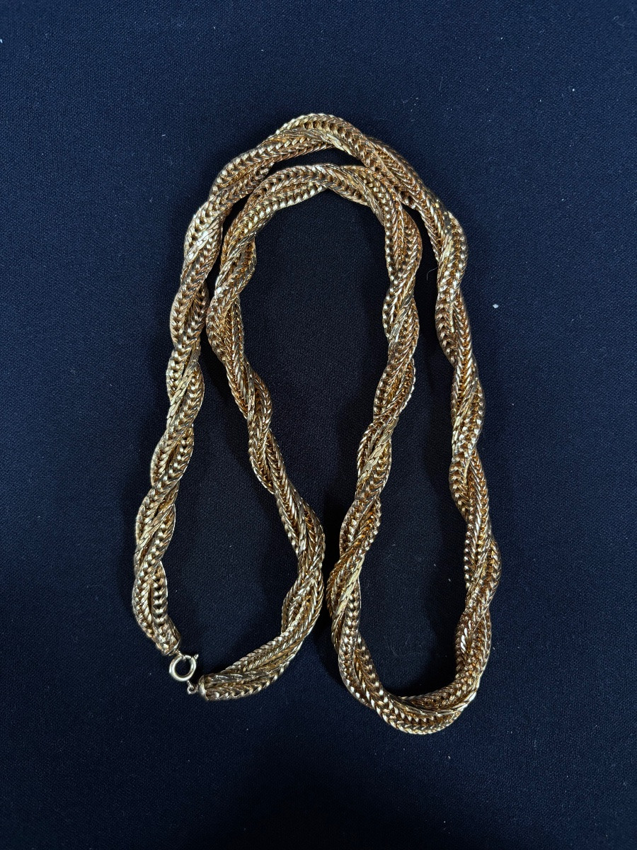 Vintage Twisted Gold Metal Necklace-photo-1