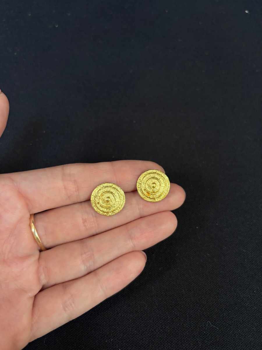 18ct Gold Round Stud Earrings-photo-4