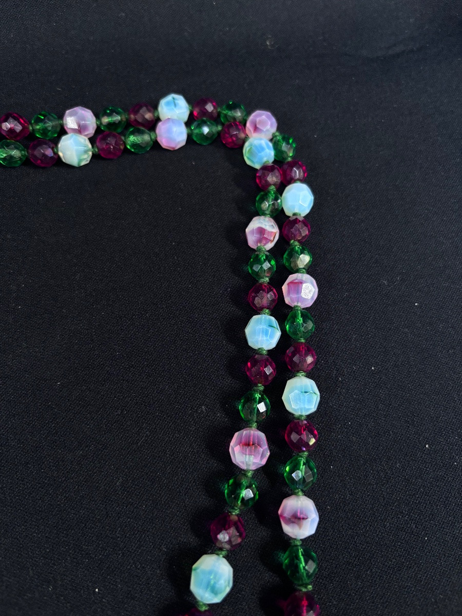 Vintage Red And Green Murano Bead Necklace-photo-1
