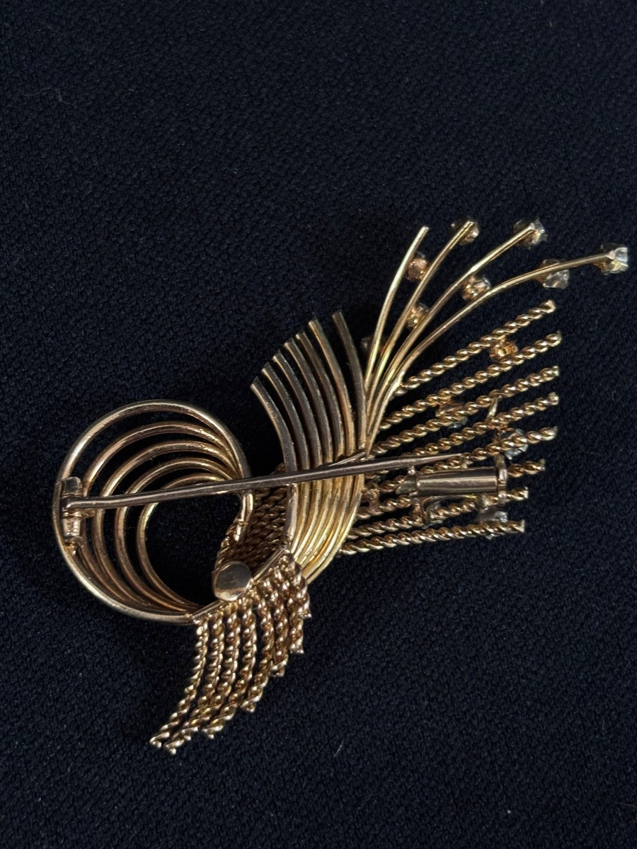 20th Century Gold Brooch With Diamonds-photo-2