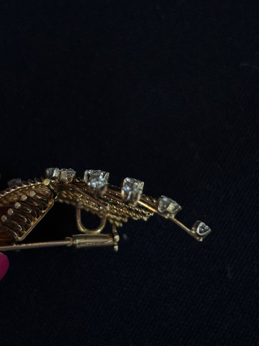 20th Century Gold Brooch With Diamonds-photo-1