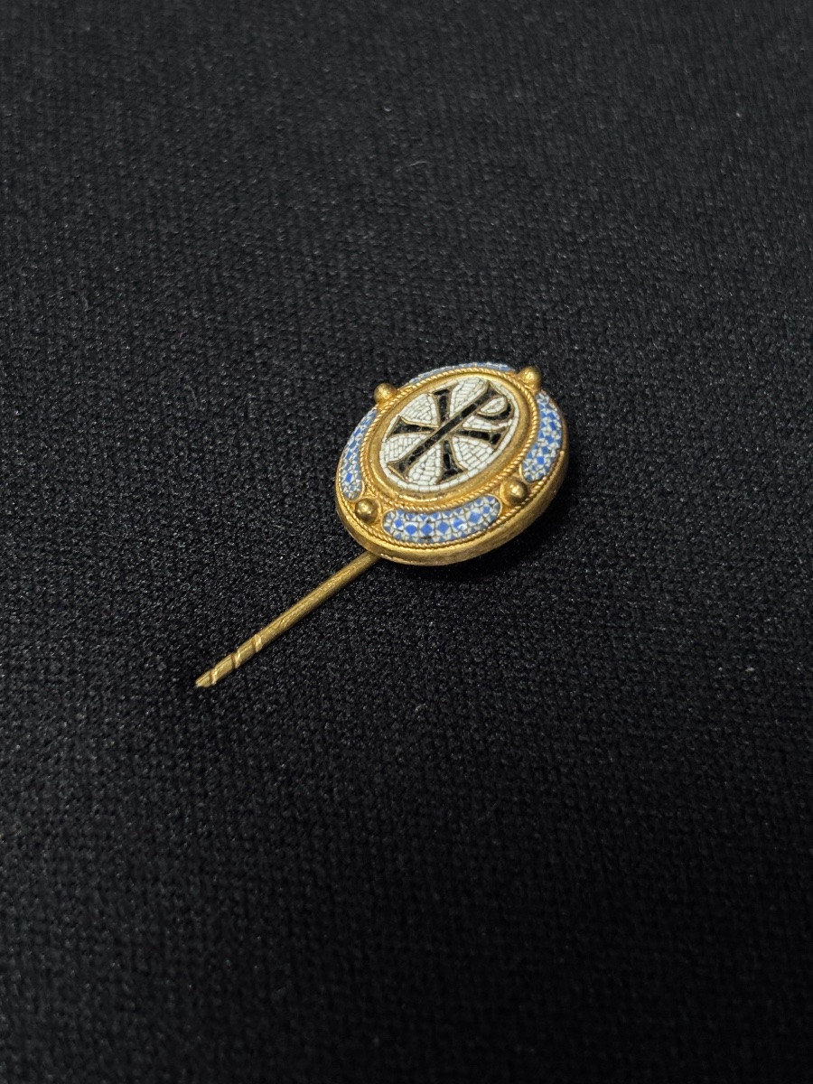 Chi Rho Gold And Micro-mosaic Tie Pin-photo-3